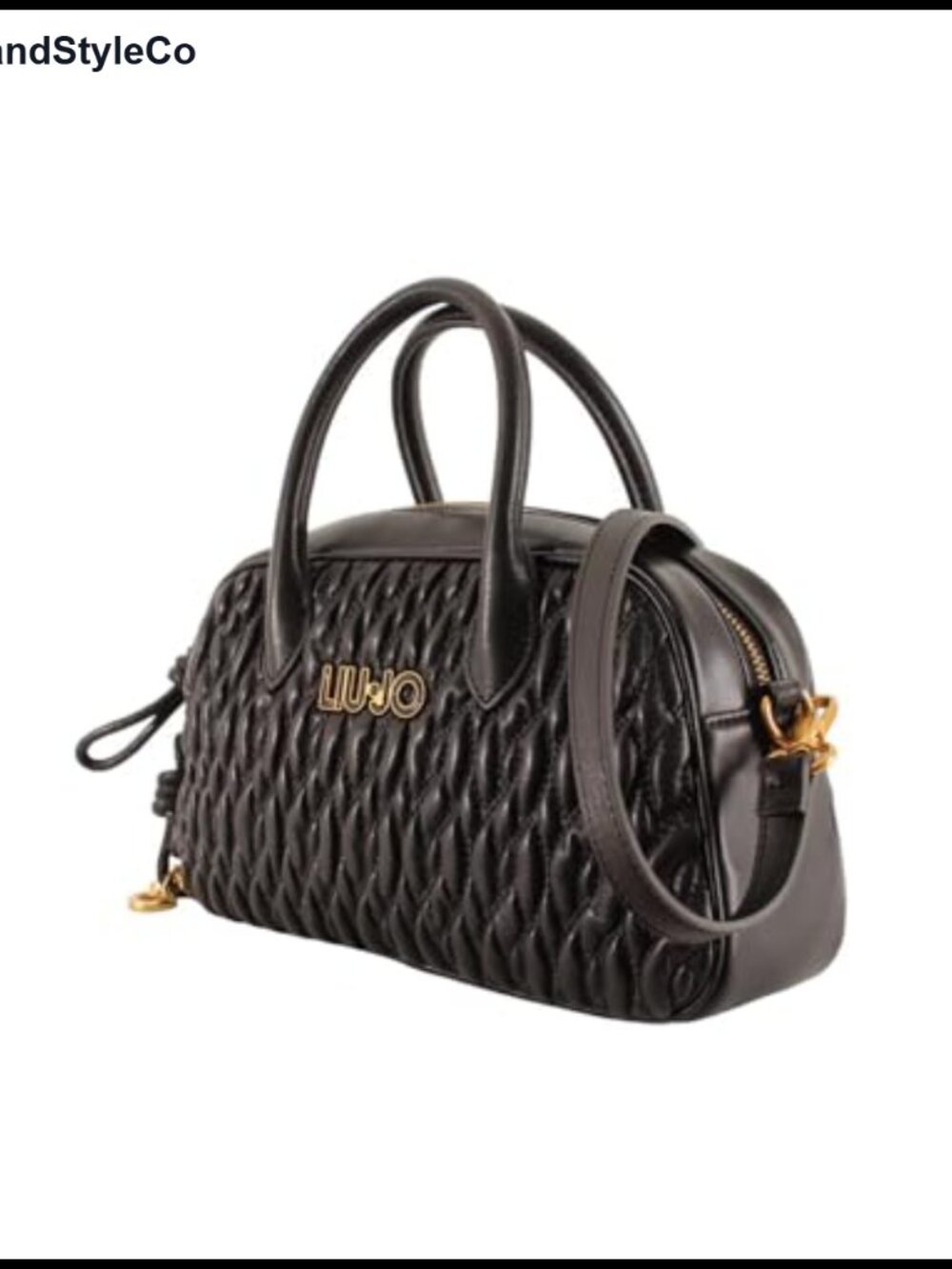 Liu Jo Betulla Black Bowling Bag Structured Handbag with Pendant